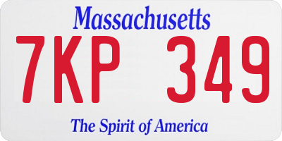 MA license plate 7KP349