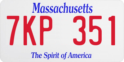 MA license plate 7KP351