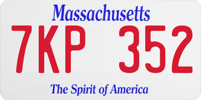 MA license plate 7KP352