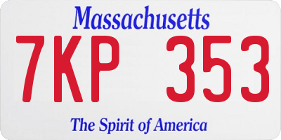 MA license plate 7KP353