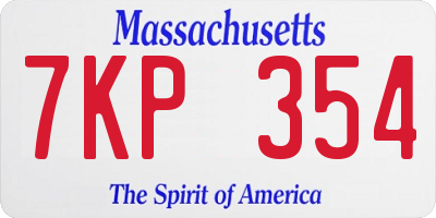 MA license plate 7KP354