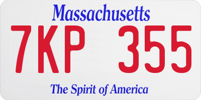 MA license plate 7KP355