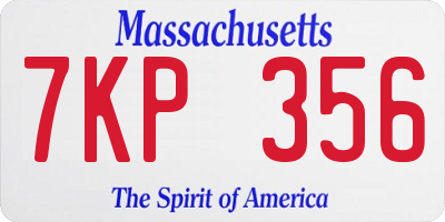 MA license plate 7KP356