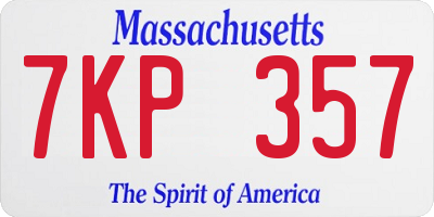 MA license plate 7KP357