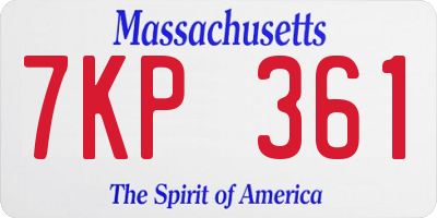 MA license plate 7KP361