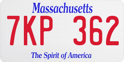 MA license plate 7KP362
