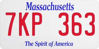 MA license plate 7KP363
