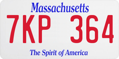 MA license plate 7KP364