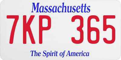 MA license plate 7KP365