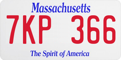 MA license plate 7KP366