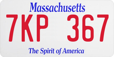 MA license plate 7KP367