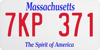MA license plate 7KP371