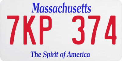 MA license plate 7KP374