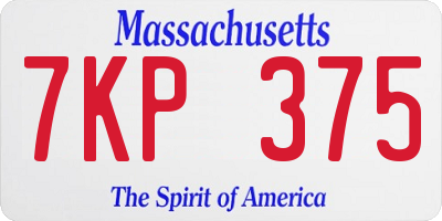 MA license plate 7KP375
