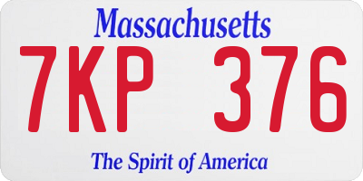 MA license plate 7KP376
