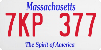MA license plate 7KP377