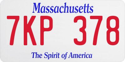 MA license plate 7KP378