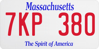 MA license plate 7KP380