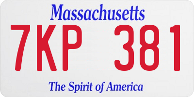 MA license plate 7KP381