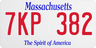 MA license plate 7KP382