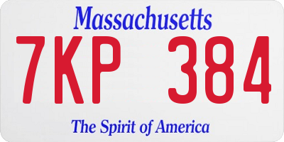 MA license plate 7KP384