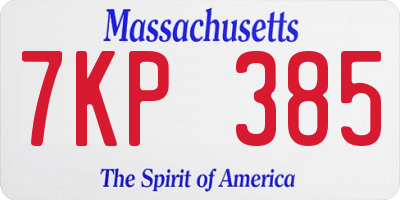 MA license plate 7KP385