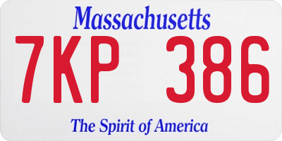 MA license plate 7KP386