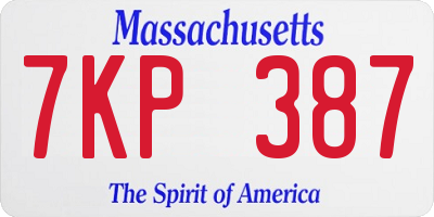 MA license plate 7KP387