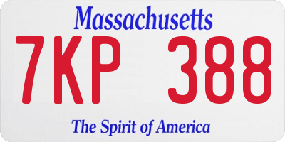MA license plate 7KP388
