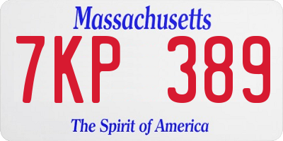 MA license plate 7KP389