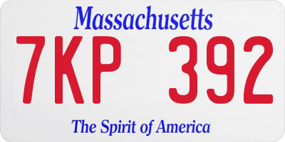MA license plate 7KP392