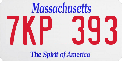 MA license plate 7KP393