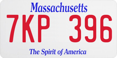 MA license plate 7KP396