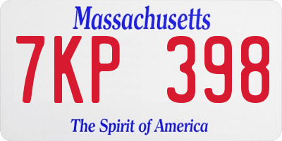 MA license plate 7KP398