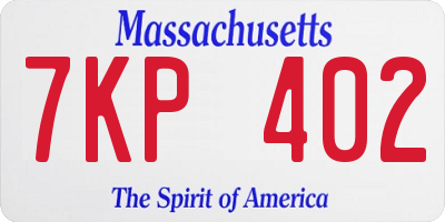 MA license plate 7KP402