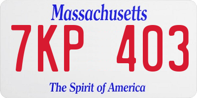 MA license plate 7KP403