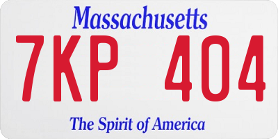 MA license plate 7KP404