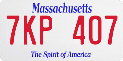 MA license plate 7KP407