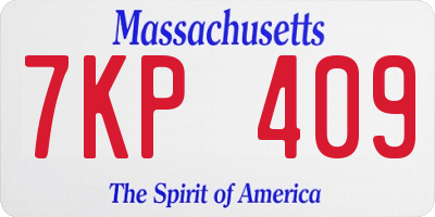 MA license plate 7KP409