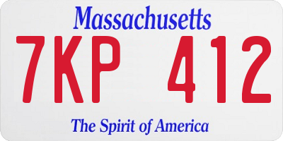 MA license plate 7KP412