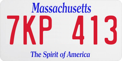 MA license plate 7KP413