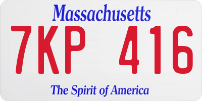 MA license plate 7KP416