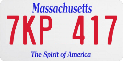 MA license plate 7KP417