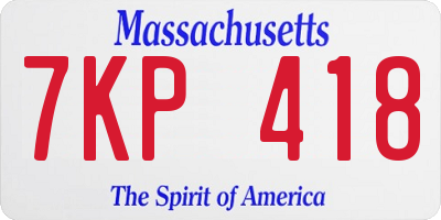 MA license plate 7KP418