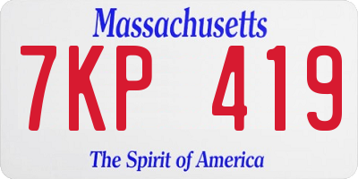 MA license plate 7KP419