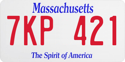 MA license plate 7KP421