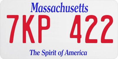 MA license plate 7KP422
