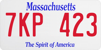 MA license plate 7KP423