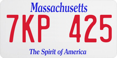 MA license plate 7KP425