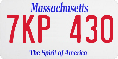MA license plate 7KP430
